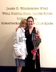 At Carnegie Hall with her first violin teacher, Lorraine Westermark